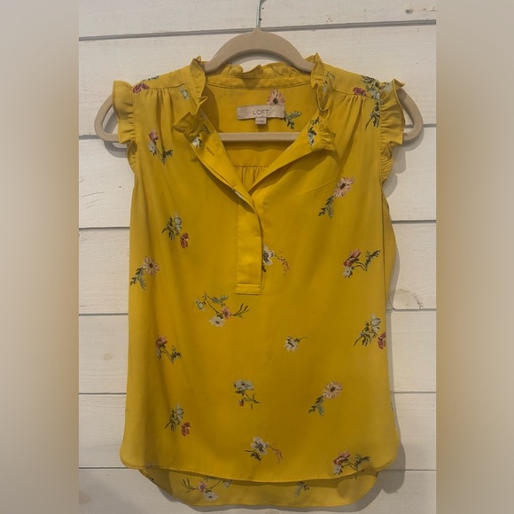 LOFT Deep Yellow Ruffled Sleeveless Blouse in size XS
Great Condition! - Picture 1 of 12
